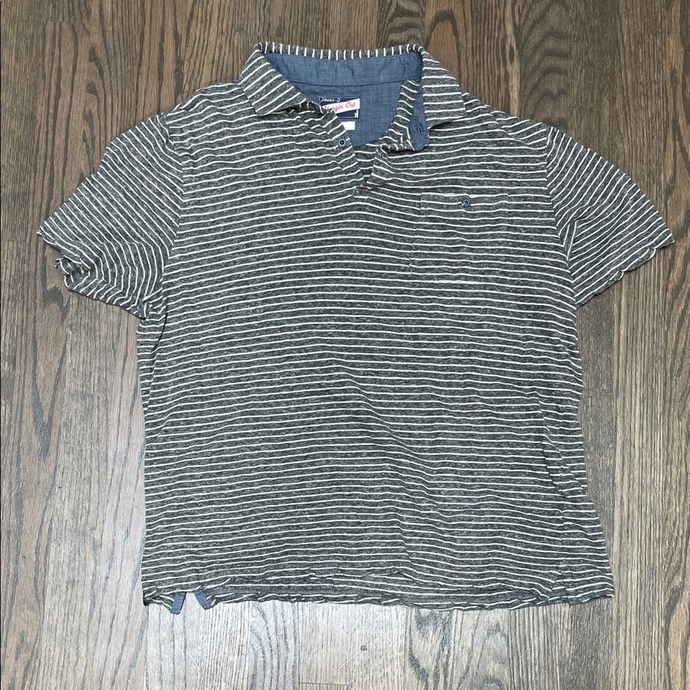 johnnie-O Gray Striped Polo Shirt